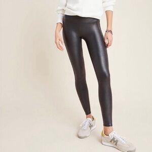 SPANX Faux‎ Leather Leggings Mid Rise Black Small